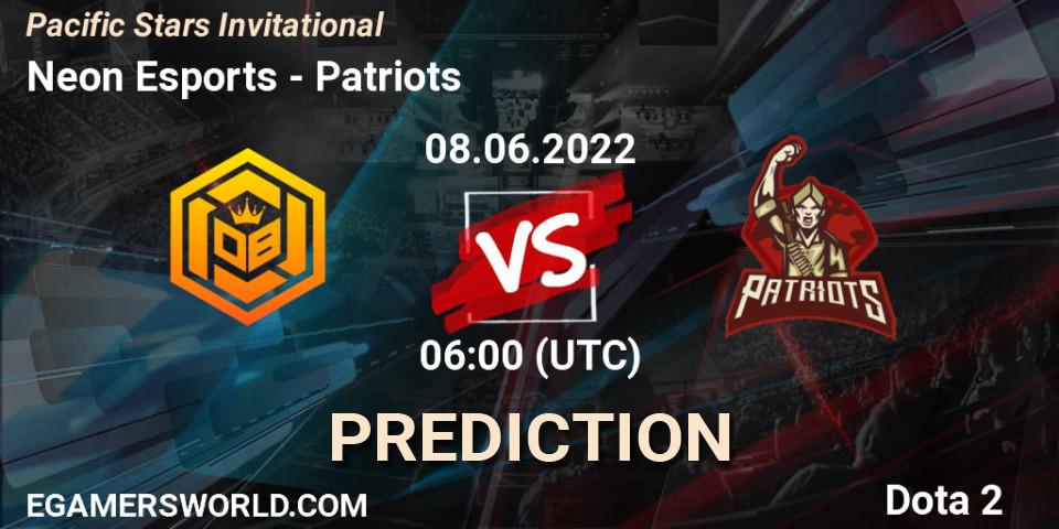 Prognoza Neon Esports - Patriots. 08.06.2022 at 10:57, Dota 2, Pacific Stars Invitational