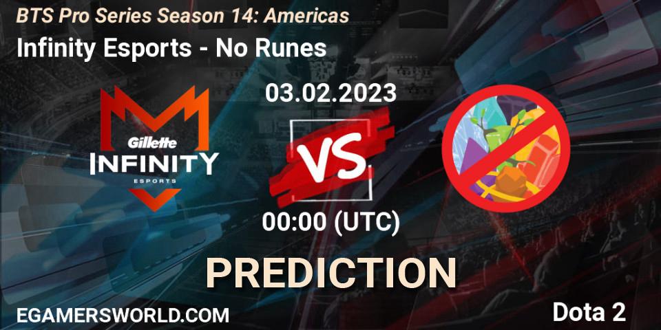 Prognoza Infinity Esports - No Runes. 03.02.23, Dota 2, BTS Pro Series Season 14: Americas