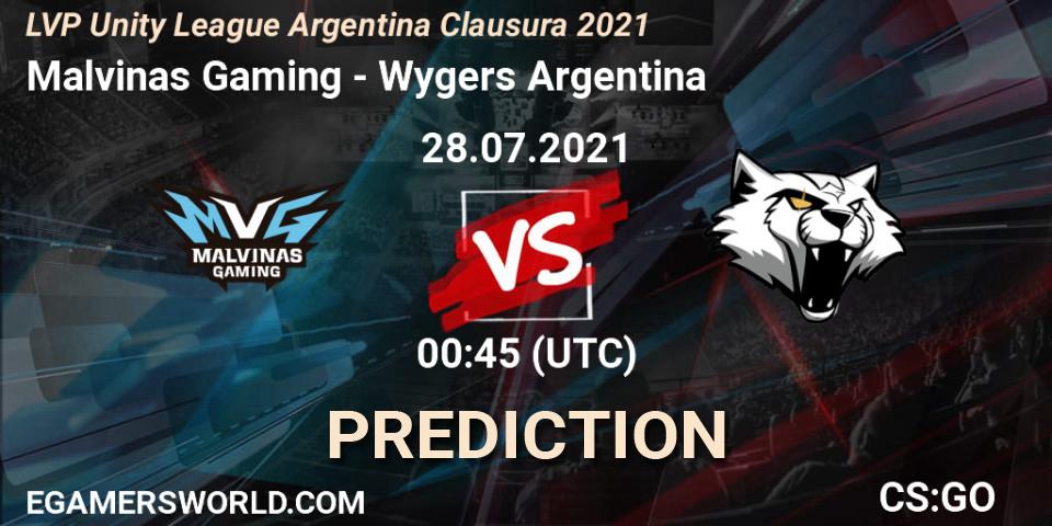 Prognoza Malvinas Gaming - Wygers Argentina. 28.07.2021 at 00:45, Counter-Strike (CS2), LVP Unity League Argentina Clausura 2021