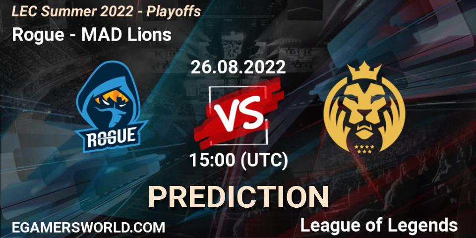 Prognoza Rogue - MAD Lions. 26.08.2022 at 16:00, LoL, LEC Summer 2022 - Playoffs