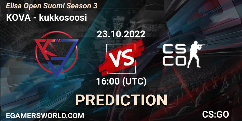 Prognoza KOVA - kukkosoosi. 23.10.2022 at 16:00, Counter-Strike (CS2), Elisa Open Suomi Season 3