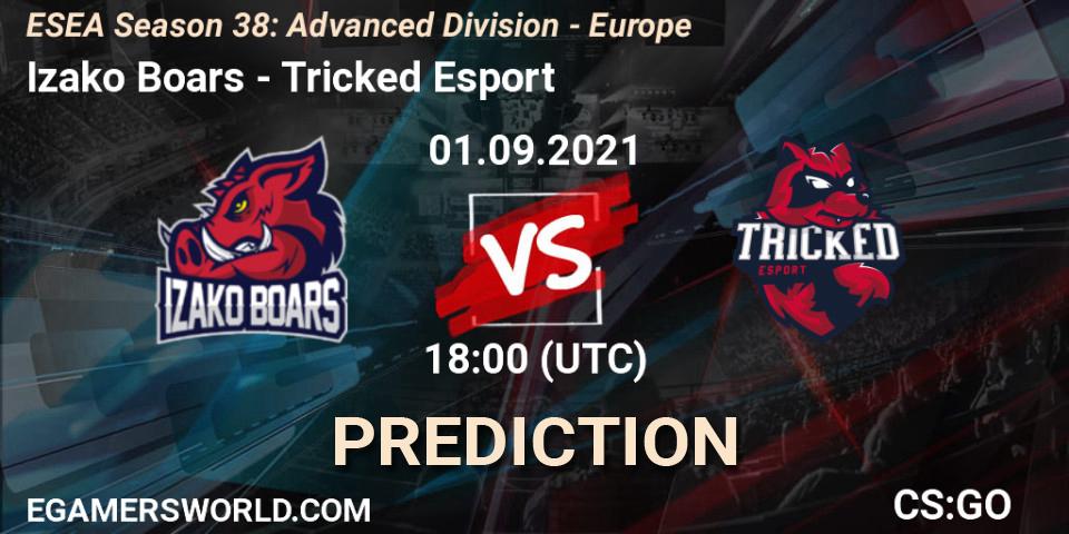 Prognoza Izako Boars - Tricked Esport. 01.09.2021 at 18:00, Counter-Strike (CS2), ESEA Season 38: Advanced Division - Europe