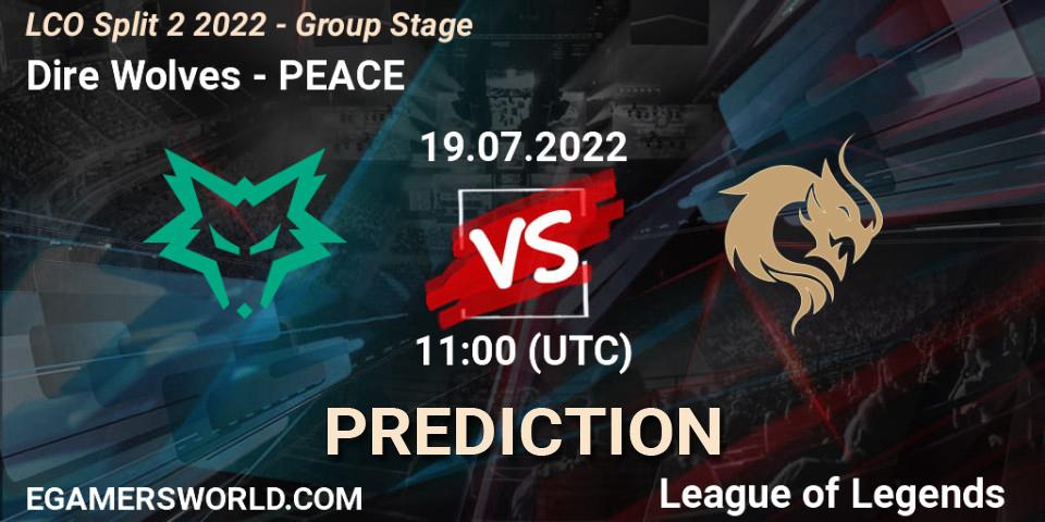 Prognoza Dire Wolves - PEACE. 19.07.2022 at 11:00, LoL, LCO Split 2 2022 - Group Stage