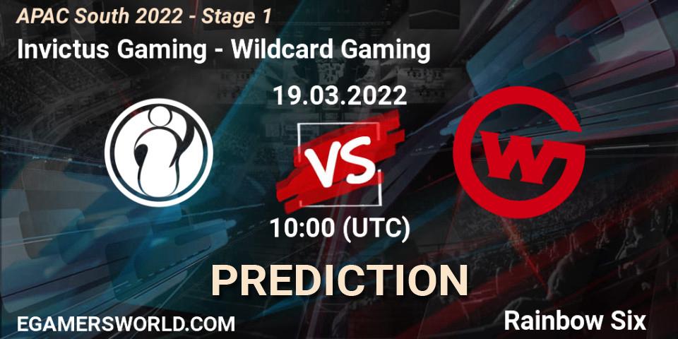 Prognoza Invictus Gaming - Wildcard Gaming. 19.03.2022 at 09:40, Rainbow Six, APAC South 2022 - Stage 1
