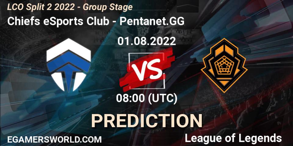 Prognoza Chiefs eSports Club - Pentanet.GG. 01.08.2022 at 08:00, LoL, LCO Split 2 2022 - Group Stage
