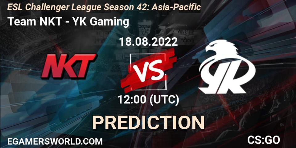 Prognoza Team NKT - YK Gaming. 18.08.2022 at 12:00, Counter-Strike (CS2), ESL Challenger League Season 42: Asia-Pacific