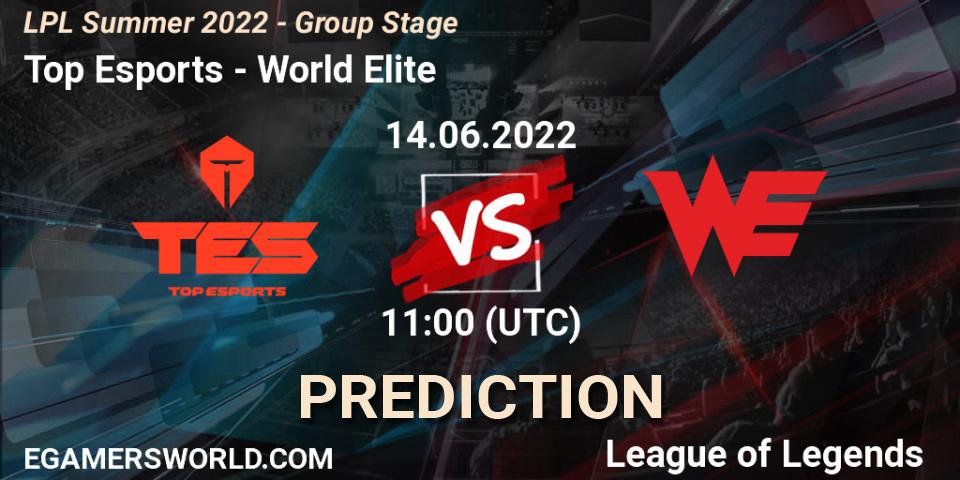 Prognoza Top Esports - World Elite. 14.06.2022 at 11:35, LoL, LPL Summer 2022 - Group Stage