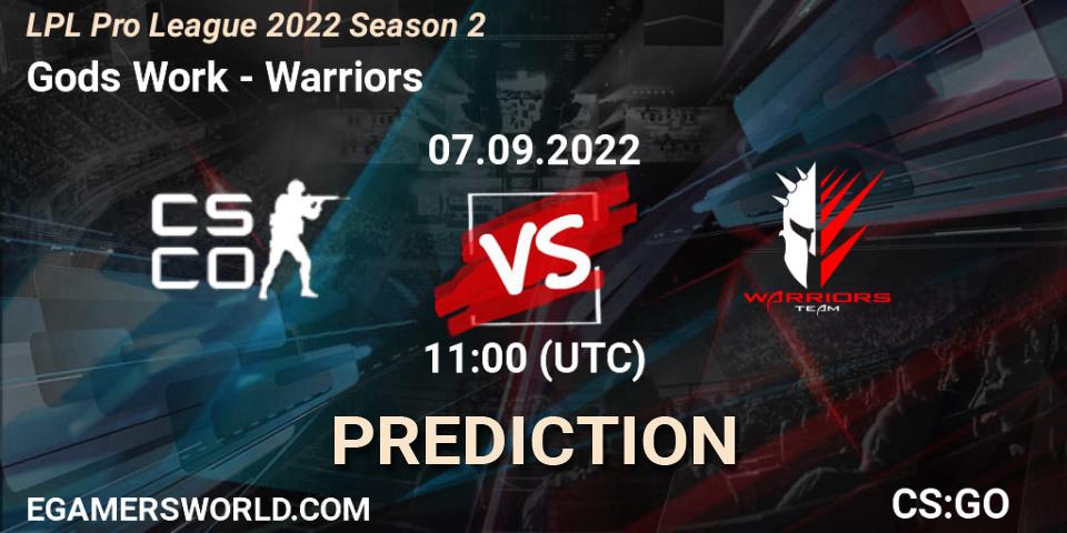 Prognoza Gods Work - Warriors. 07.09.22, CS2 (CS:GO), LPL Pro League 2022 Season 2