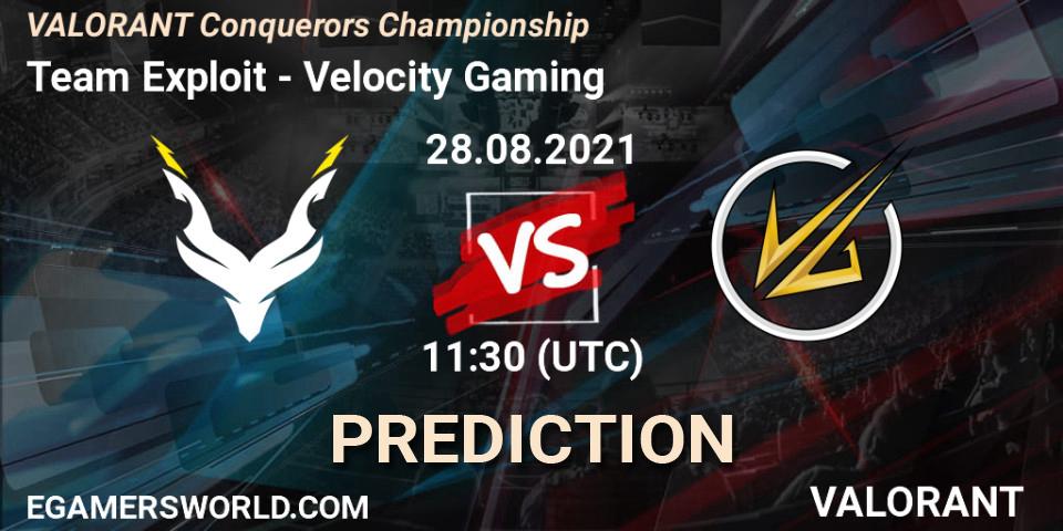 Prognoza Team Exploit - Velocity Gaming. 28.08.2021 at 11:30, VALORANT, VALORANT Conquerors Championship