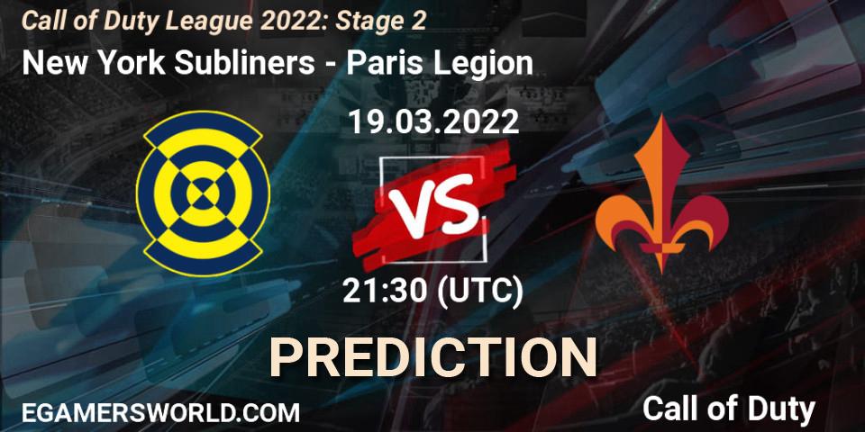 Prognoza New York Subliners - Paris Legion. 19.03.2022 at 20:30, Call of Duty, Call of Duty League 2022: Stage 2