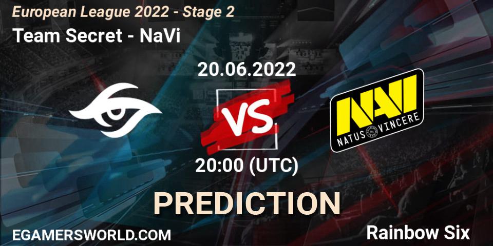 Prognoza Team Secret - NaVi. 20.06.2022 at 20:00, Rainbow Six, European League 2022 - Stage 2