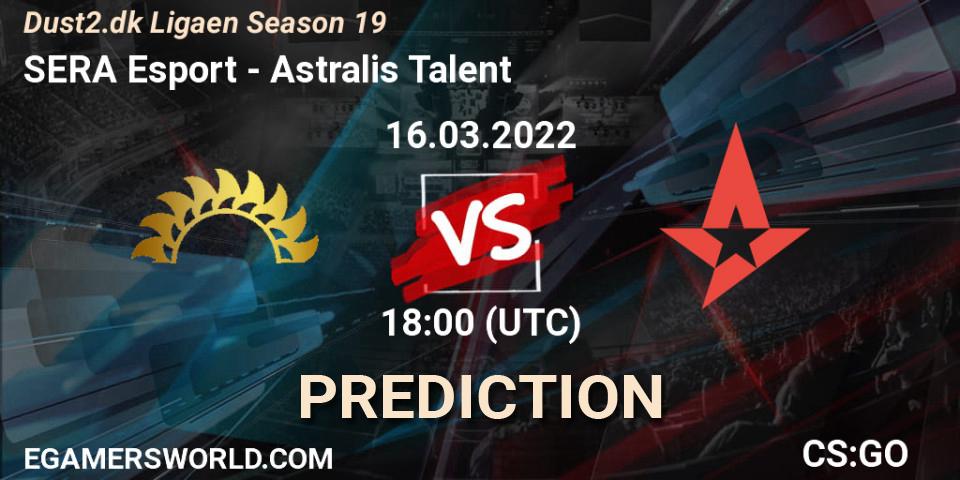 Prognoza SERA Esport - Astralis Talent. 16.03.2022 at 18:00, Counter-Strike (CS2), Dust2.dk Ligaen Season 19