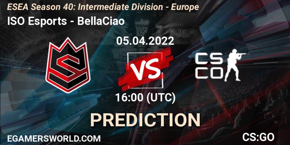 Prognoza ISO Esports - BellaCiao. 05.04.2022 at 16:00, Counter-Strike (CS2), ESEA Season 40: Intermediate Division - Europe