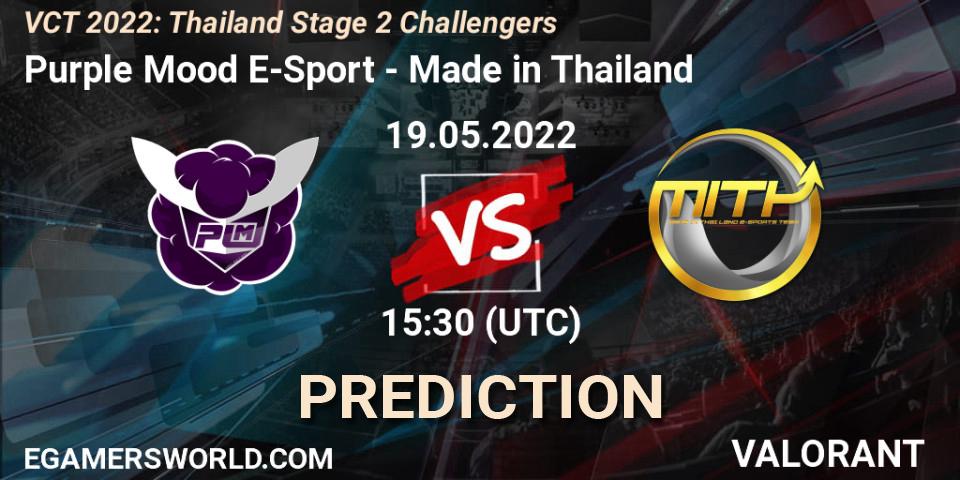 Prognoza Purple Mood E-Sport - Made in Thailand. 19.05.2022 at 13:30, VALORANT, VCT 2022: Thailand Stage 2 Challengers
