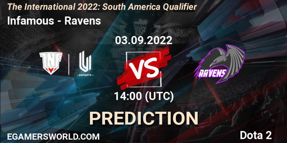 Prognoza Infamous - Ravens. 03.09.22, Dota 2, The International 2022: South America Qualifier
