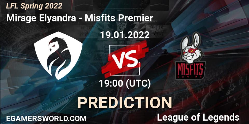 Prognoza Mirage Elyandra - Misfits Premier. 19.01.2022 at 19:00, LoL, LFL Spring 2022