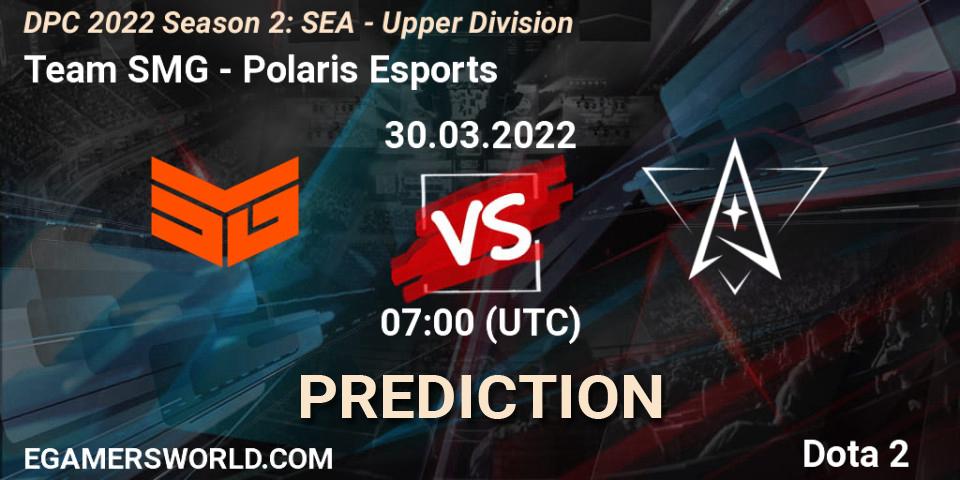 Prognoza Team SMG - Polaris Esports. 30.03.2022 at 07:25, Dota 2, DPC 2021/2022 Tour 2 (Season 2): SEA Division I (Upper)