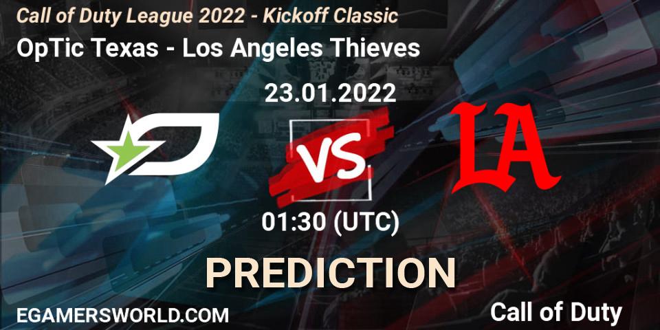 Prognoza OpTic Texas - Los Angeles Thieves. 23.01.2022 at 01:30, Call of Duty, Call of Duty League 2022 - Kickoff Classic