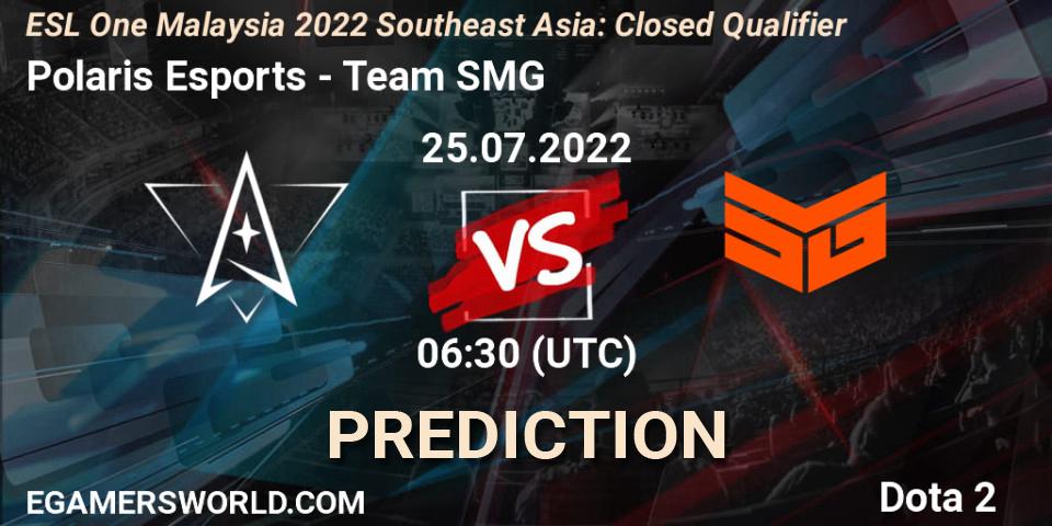 Prognoza Polaris Esports - Team SMG. 25.07.2022 at 06:31, Dota 2, ESL One Malaysia 2022 Southeast Asia: Closed Qualifier