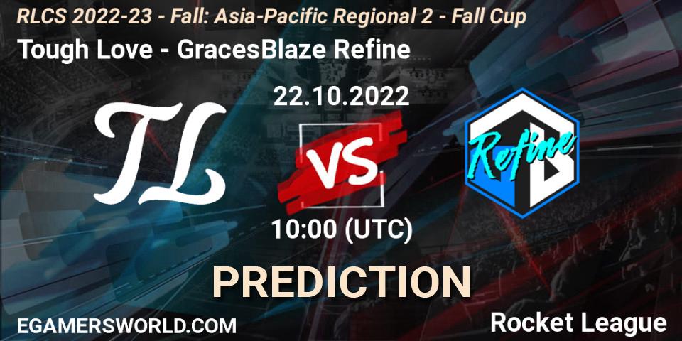 Prognoza Tough Love - C.E.R.T.. 22.10.2022 at 10:00, Rocket League, RLCS 2022-23 - Fall: Asia-Pacific Regional 2 - Fall Cup
