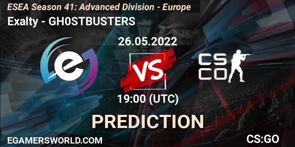 Prognoza Exalty - GH0STBUSTERS. 26.05.2022 at 19:00, Counter-Strike (CS2), ESEA Season 41: Advanced Division - Europe