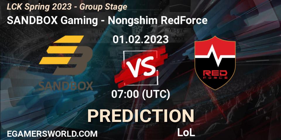 Prognoza SANDBOX Gaming - Nongshim RedForce. 01.02.23, LoL, LCK Spring 2023 - Group Stage
