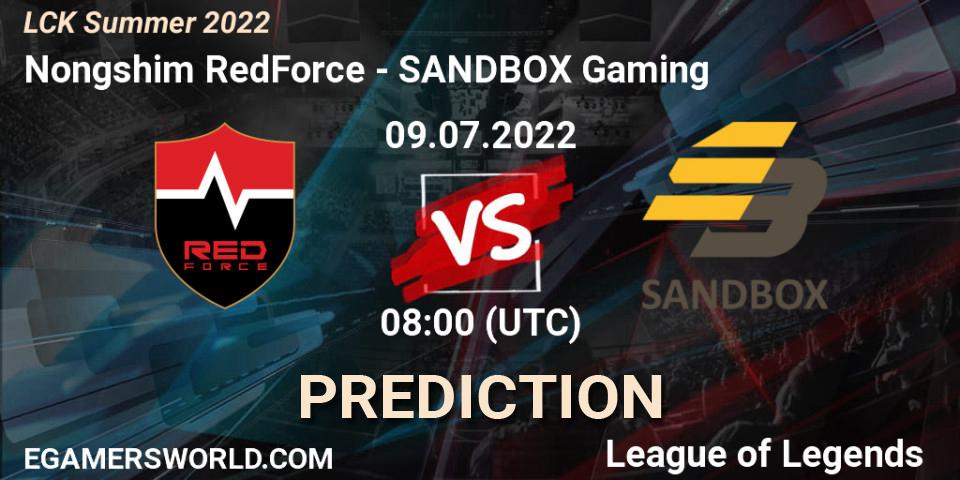 Prognoza Nongshim RedForce - SANDBOX Gaming. 09.07.22, LoL, LCK Summer 2022