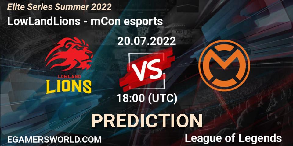 Prognoza LowLandLions - mCon esports. 20.07.2022 at 18:00, LoL, Elite Series Summer 2022