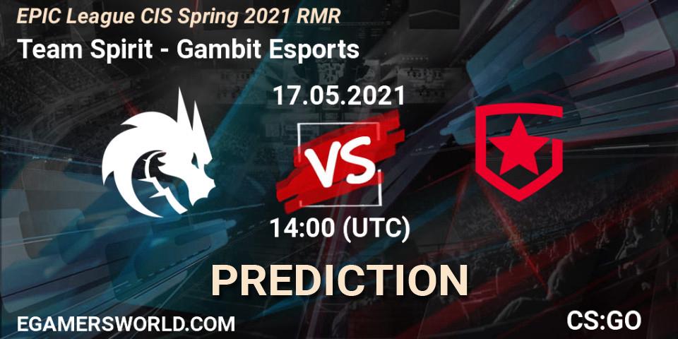 Prognoza Team Spirit - Gambit Esports. 17.05.2021 at 14:00, Counter-Strike (CS2), EPIC League CIS Spring 2021 RMR