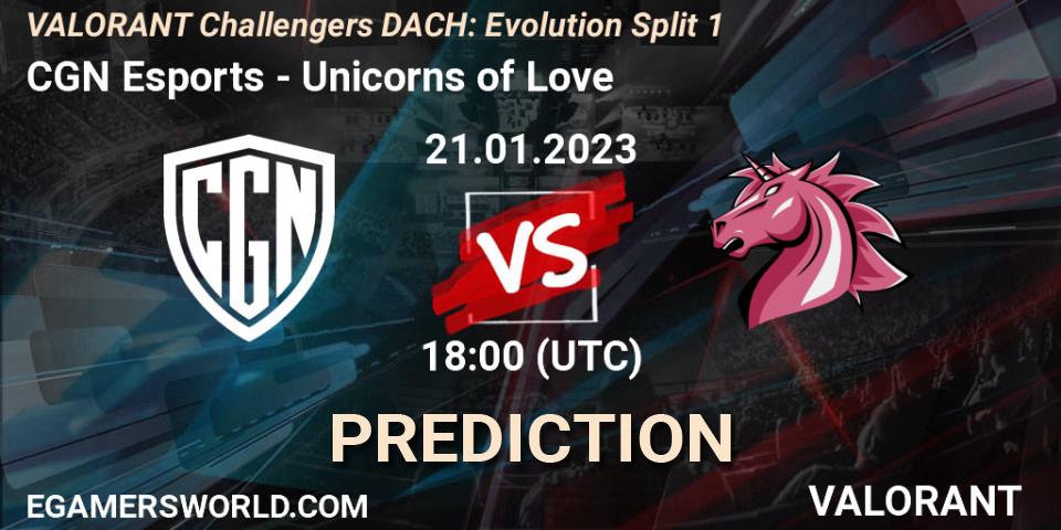 Prognoza CGN Esports - Unicorns of Love. 21.01.23, VALORANT, VALORANT Challengers 2023 DACH: Evolution Split 1