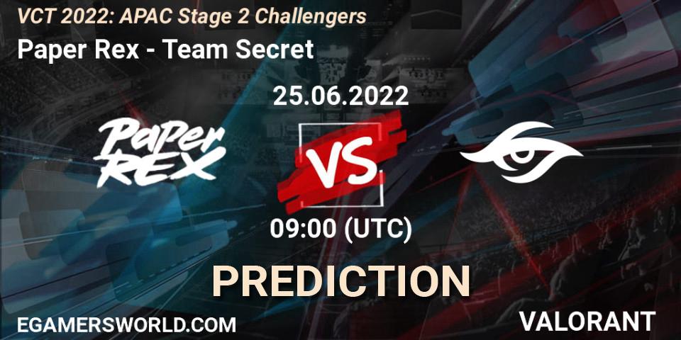 Prognoza Paper Rex - Team Secret. 25.06.22, VALORANT, VCT 2022: APAC Stage 2 Challengers