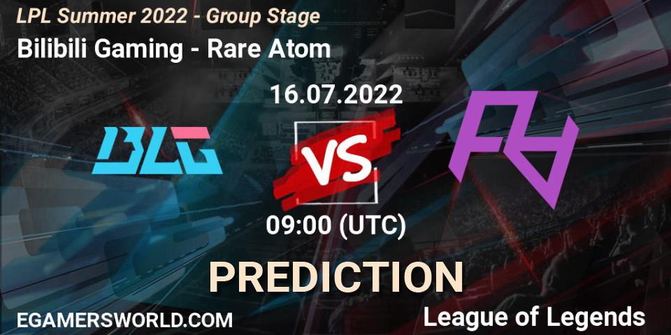 Prognoza Bilibili Gaming - Rare Atom. 16.07.2022 at 09:00, LoL, LPL Summer 2022 - Group Stage