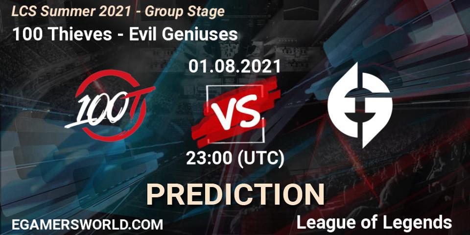 Prognoza 100 Thieves - Evil Geniuses. 01.08.21, LoL, LCS Summer 2021 - Group Stage