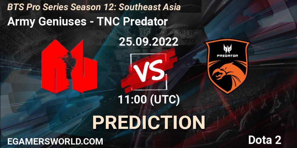 Prognoza Army Geniuses - TNC Predator. 25.09.2022 at 10:53, Dota 2, BTS Pro Series Season 12: Southeast Asia