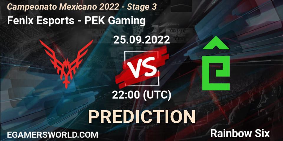 Prognoza Fenix Esports - PÊEK Gaming. 25.09.2022 at 22:00, Rainbow Six, Campeonato Mexicano 2022 - Stage 3