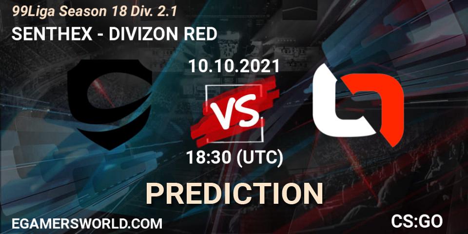 Prognoza SENTHEX - DIVIZON RED. 10.10.2021 at 18:30, Counter-Strike (CS2), 99Liga Season 18 Div. 2.1