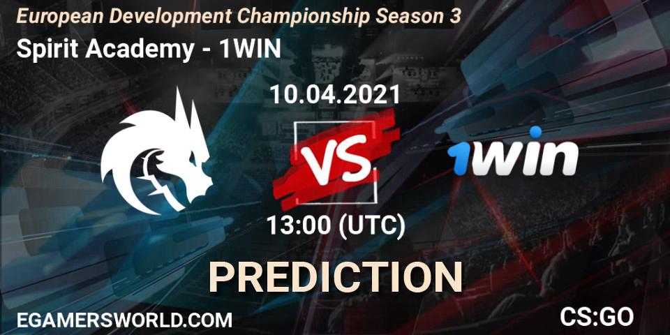 Prognoza Spirit Academy - 1WIN. 10.04.2021 at 13:00, Counter-Strike (CS2), European Development Championship Season 3