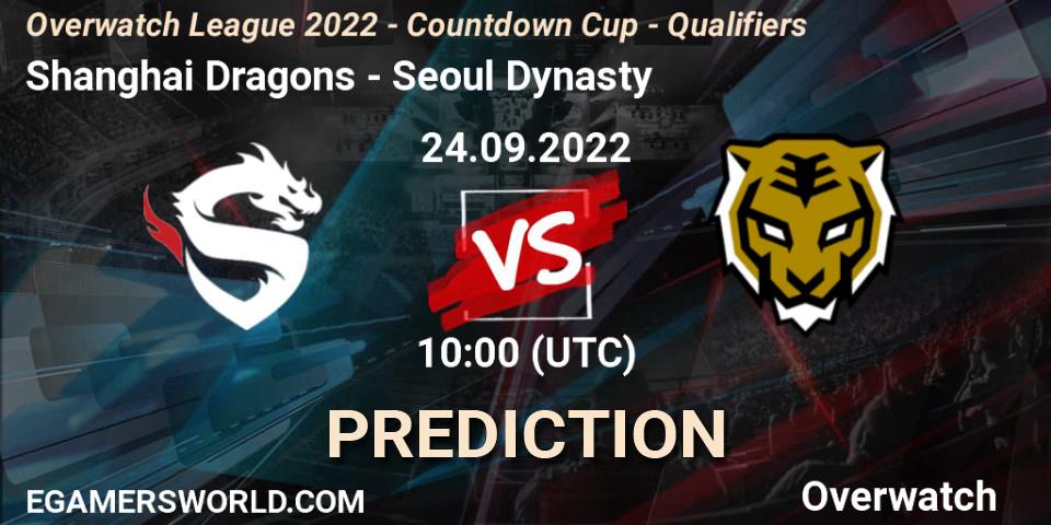 Prognoza Shanghai Dragons - Seoul Dynasty. 24.09.2022 at 10:00, Overwatch, Overwatch League 2022 - Countdown Cup - Qualifiers