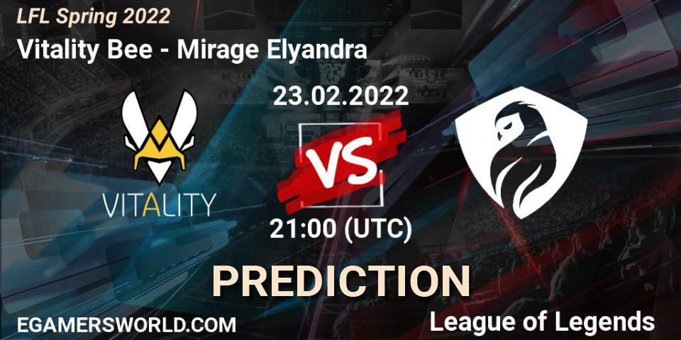 Prognoza Vitality Bee - Mirage Elyandra. 23.02.2022 at 21:00, LoL, LFL Spring 2022