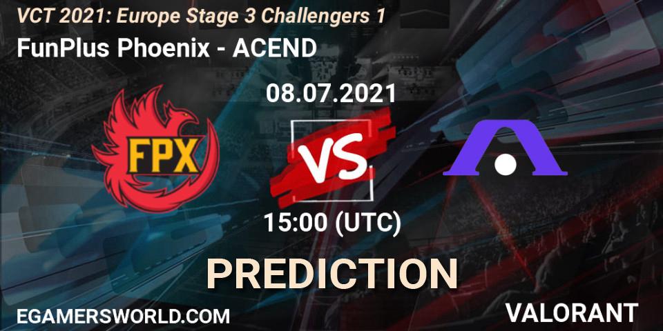 Prognoza FunPlus Phoenix - ACEND. 08.07.2021 at 15:00, VALORANT, VCT 2021: Europe Stage 3 Challengers 1