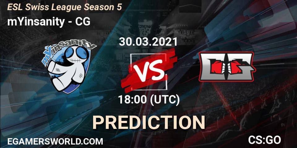 Prognoza mYinsanity - CG. 30.03.2021 at 18:00, Counter-Strike (CS2), ESL Swiss League Season 5