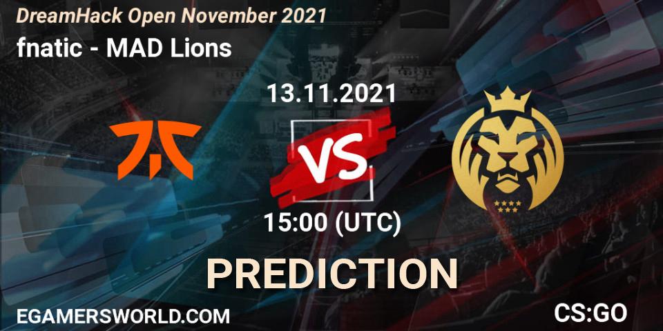 Prognoza fnatic - MAD Lions. 13.11.2021 at 15:00, Counter-Strike (CS2), DreamHack Open November 2021