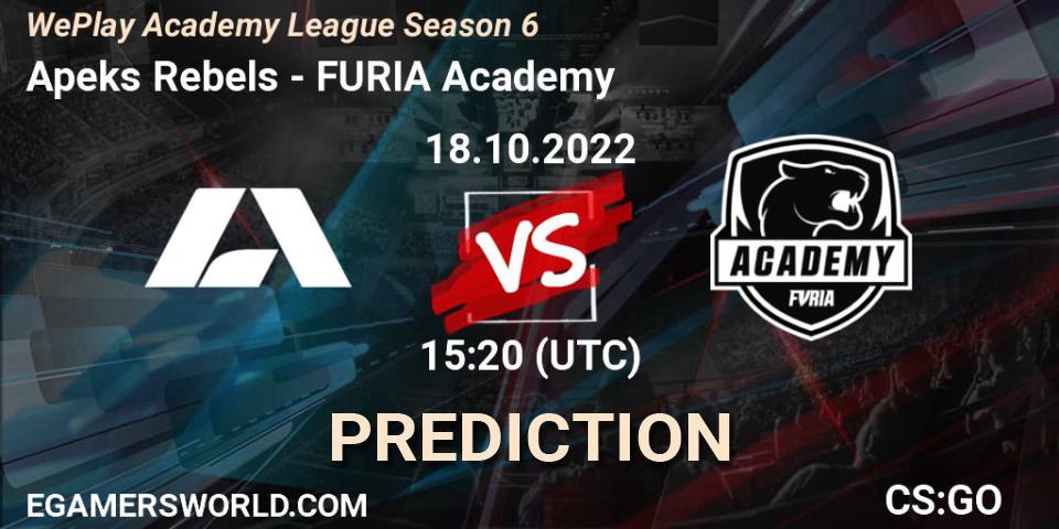 Prognoza Apeks Rebels - FURIA Academy. 18.10.2022 at 15:50, Counter-Strike (CS2), WePlay Academy League Season 6