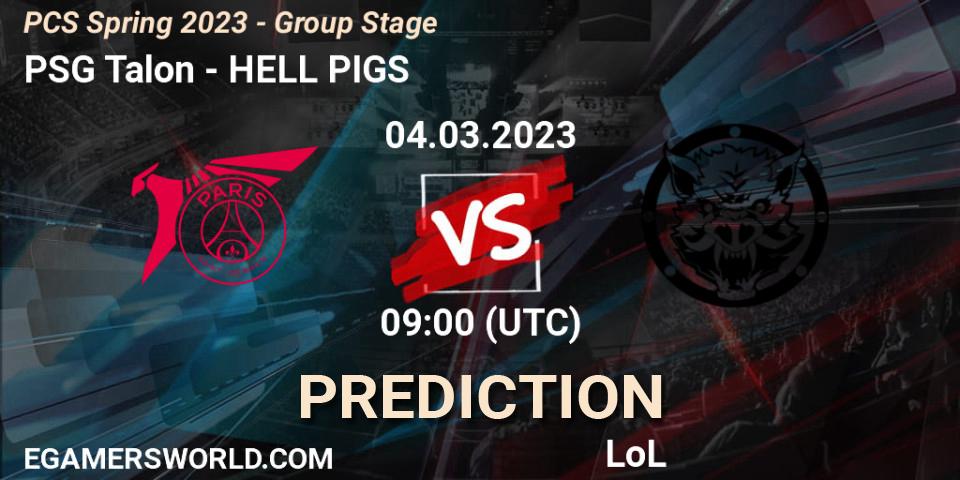 Prognoza PSG Talon - HELL PIGS. 11.02.2023 at 10:00, LoL, PCS Spring 2023 - Group Stage