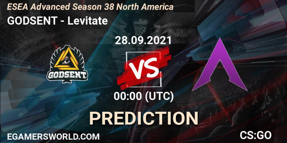 Prognoza GODSENT - Levitate. 28.09.2021 at 00:00, Counter-Strike (CS2), ESEA Advanced Season 38 North America