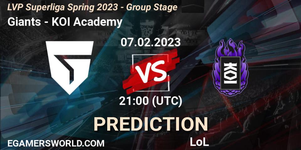 Prognoza Giants - KOI Academy. 07.02.23, LoL, LVP Superliga Spring 2023 - Group Stage