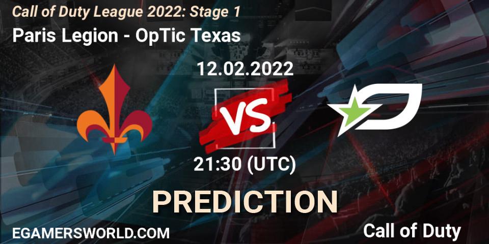 Prognoza Paris Legion - OpTic Texas. 12.02.22, Call of Duty, Call of Duty League 2022: Stage 1