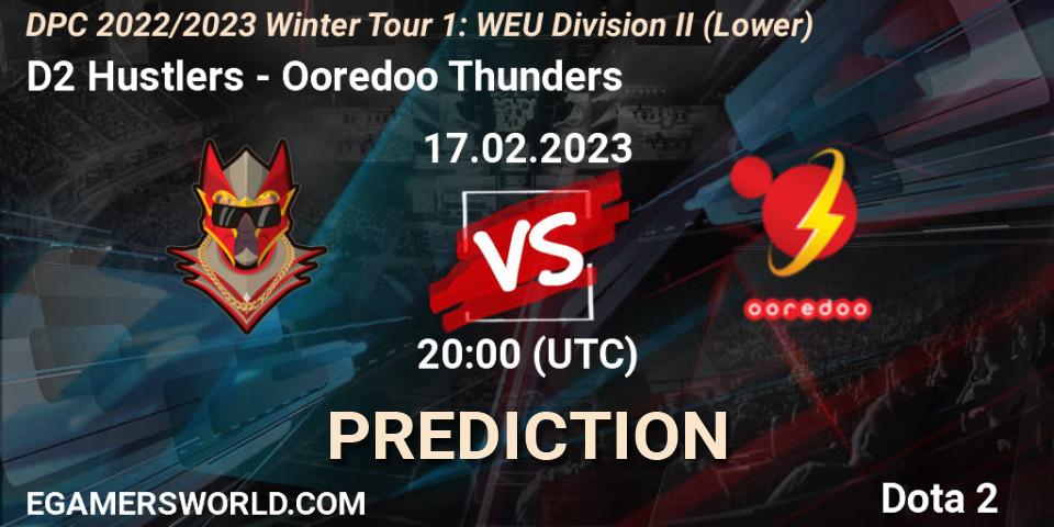 Prognoza D2 Hustlers - Ooredoo Thunders. 17.02.23, Dota 2, DPC 2022/2023 Winter Tour 1: WEU Division II (Lower)