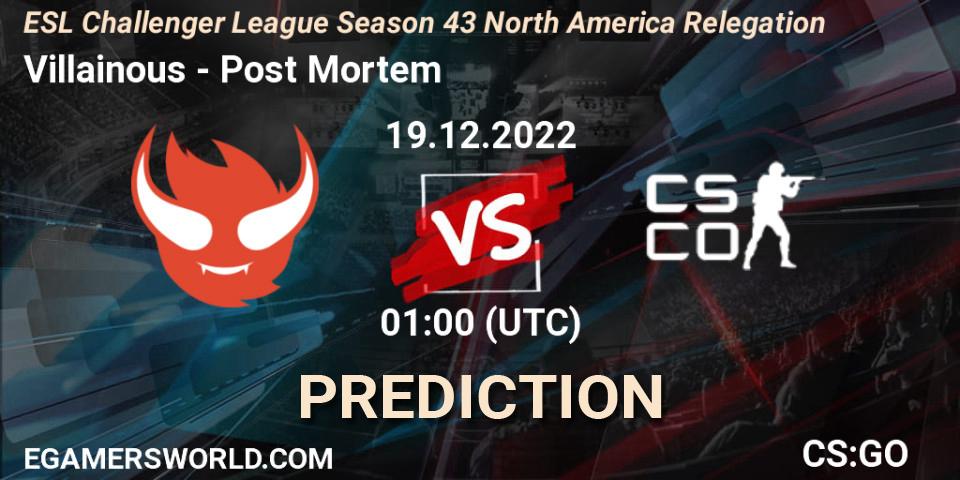 Prognoza Villainous - Post Mortem. 19.12.2022 at 01:00, Counter-Strike (CS2), ESL Challenger League Season 43 North America Relegation