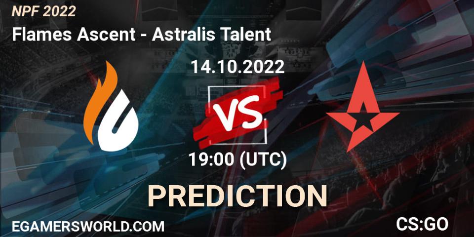 Prognoza Flames Ascent - Astralis Talent. 14.10.2022 at 20:00, Counter-Strike (CS2), NPF 2022